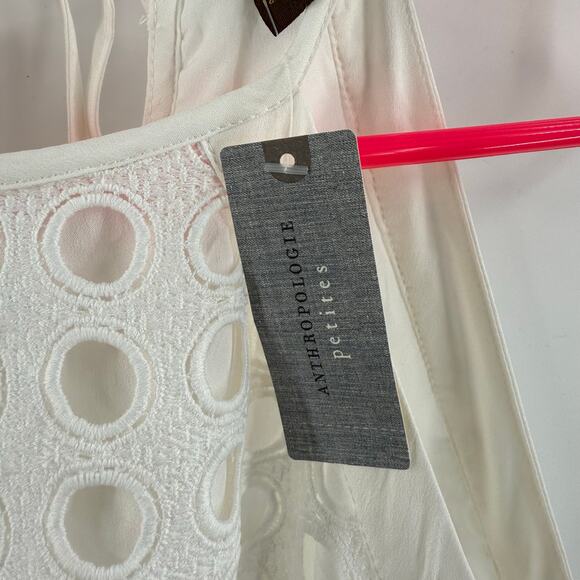 VINEET BAHL Anthropologie Dress SZ Petite Medium NWT Eyelet Halter Bridal White - Picture 8 of 16